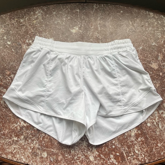 lululemon athletica Pants - white/light grey color lululemon hotty hot shorts 4” inseam, size 10
